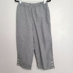 Blair Retro Checkered Gingham Cropped Cotton Blend Elastic Waist Trouser Pants L